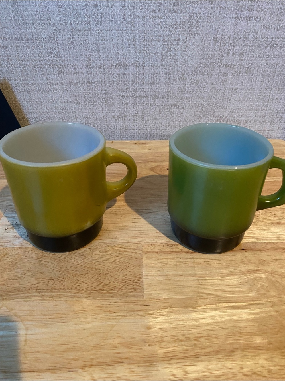 Fire King Gold & Avocado Green Stackable Mugs - Pair